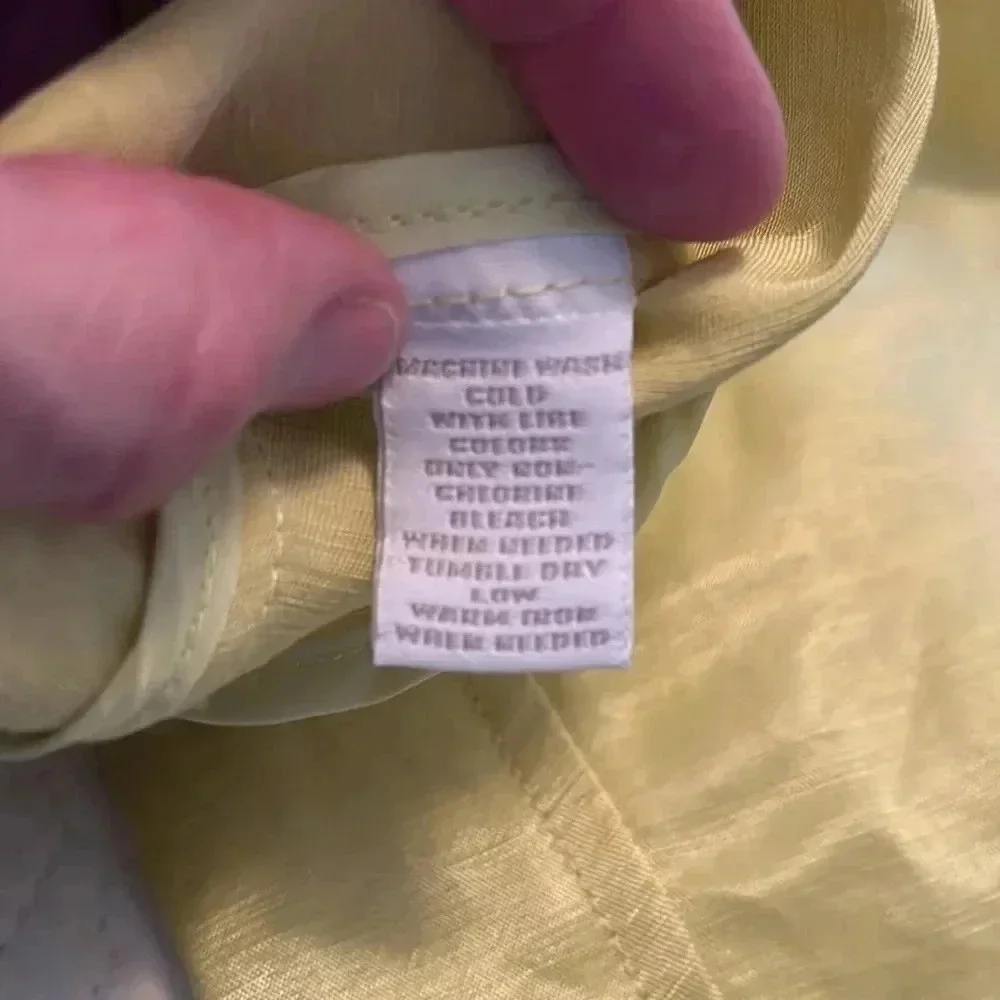 Linen‎ Blend Jacket Women’s Med P Yellow Front Zip Pockets Collar Modern Artsy